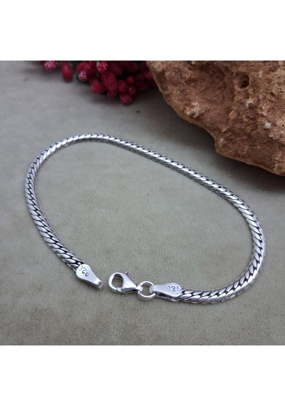Gümüş Bileklik 925 Ayar Orta Kalınlık Sıkı Gumet Model Zincirli Bileklik