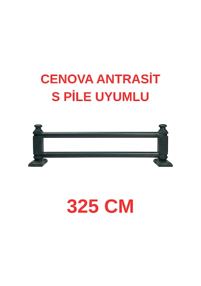 Cenova S Pile Ve Perde Düğmesi Uyumlu Çetray Çift Raylı Modern Ahşap Rustik Antrasit 325 Cm Antrasit