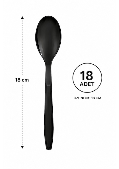 Plastik Kaşık Siyah 4,8 Gr Modern Lüks 18'adet