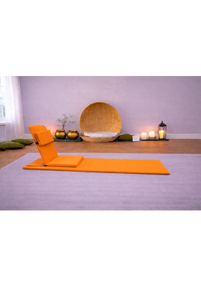 Backjack Meditasyon Sandalyesi Destekli Yer Minderi + 60x180 Kumaş Mat - Backjack 3xl Mat+backjack İkili Set Turuncu