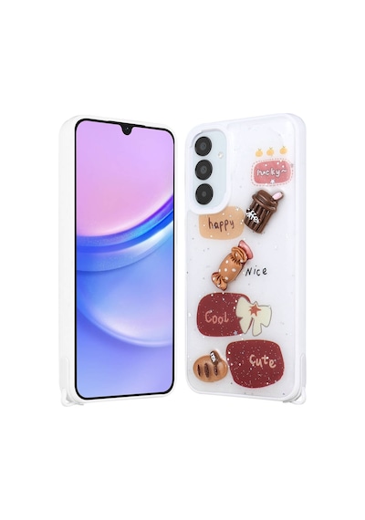 Zore Samsung Galaxy Uyumlu A54 Kılıf Parlayan Simli Kabartma Figürlü Omsy Cevze Kapak - Pembe