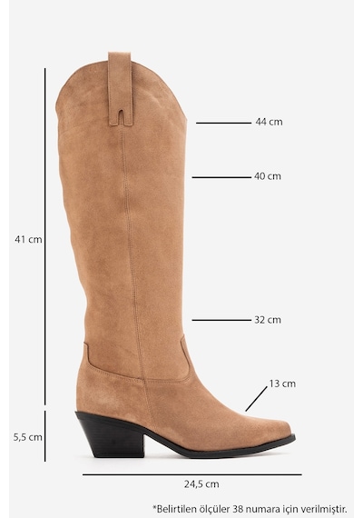 Luvishoes Anıa Toprak Süet Hakiki Deri Kadın Western Çizme Toprak