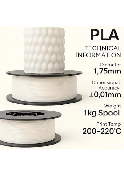 Pla+ Filament 1.75mm 1 Kg - Soft Beyaz