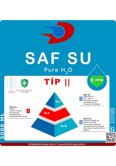 Saf Su - Distile Su - 0 ppm | Tip II | 5.00 KG