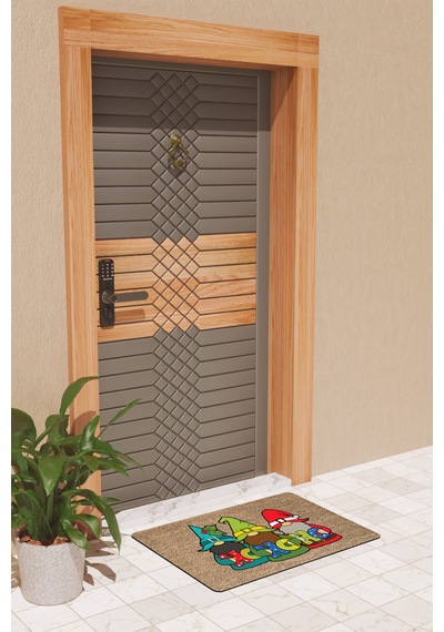 Rugmood Modern Dijtal Baskı Yılbaşı Üç Cüce Ho Ho Ho Yeni Yıl Kapı Önü Paspası Çok Renkli