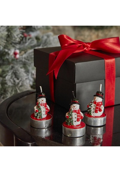 Lexroo New Year Snowman 3'lü Tealight Mum Çok Renkli