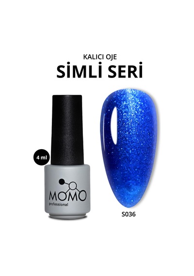 Momo Professional Kalıcı Oje S036 Simli Saks Mavi 4 Ml