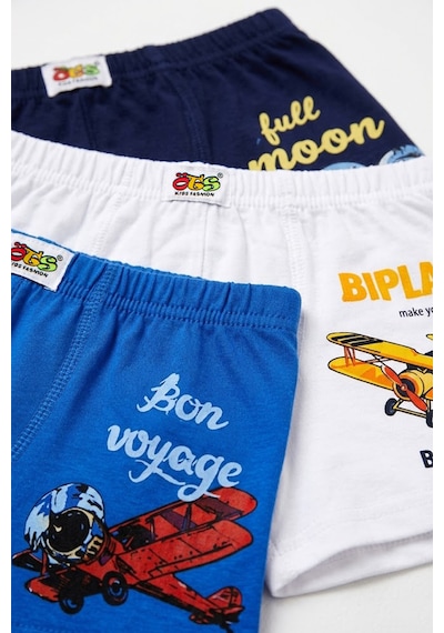 Öts Erkek Çocuk 3 Lü Pamuklu Boxer Baskılı Günlük Klasik Model 7254-3 Renkli