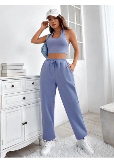 Kadın Bebe Mavi Oversize Eşofman Altı - Unisex Bebe Mavi