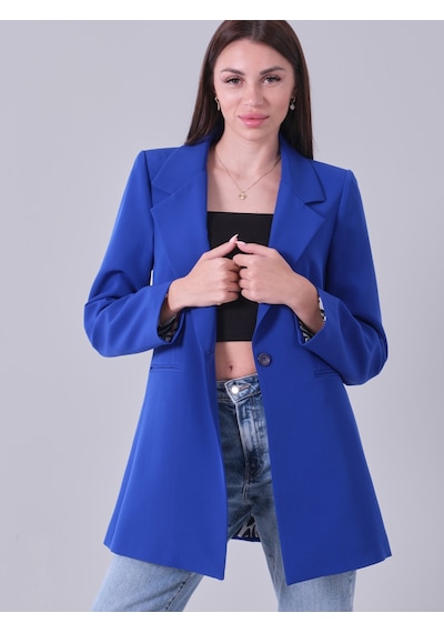 Feminist Saks Zebra Astar Detaylı Krep Blazer Ceket 01051201.26