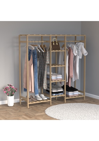 Ahşap Gardırop, Masif Ahşap Dolap, Açık Dolap, Gardırop 150x40x150 Ahşap