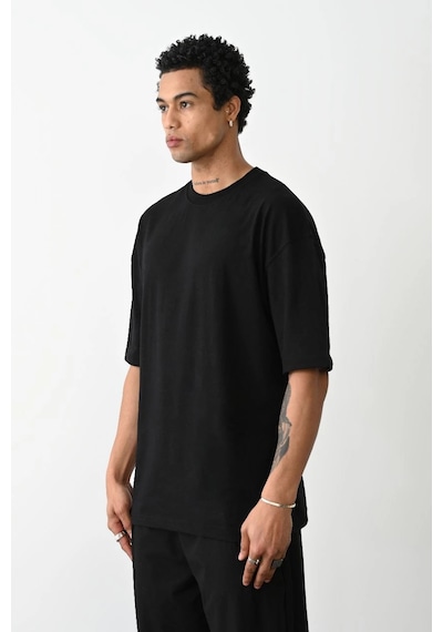 Barlashive Erkek Tişört Düz Basic Penye Yazlık Bisiklet Yaka Kısa Kol T-shirt - Siyah Çok Renkli