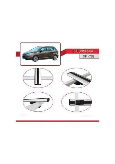 Ford Grand C-max 2011-2019 Arası İle Uyumlu Basic Model Ara Atkı Tavan Barı Gri 3 Adet