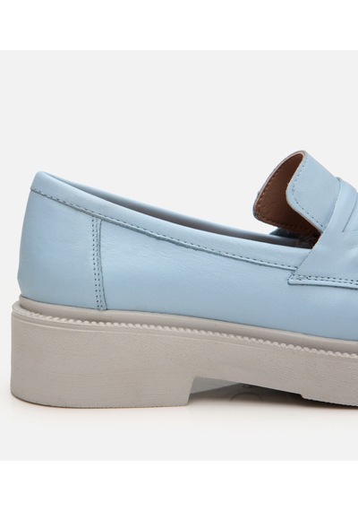 Hotiç Kadın Deri Mavi Kalın Tabanlı Klasik Loafer