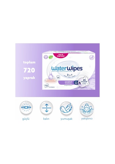 Waterwipes Sensitive+ Yatıştırıcı Islak Mendil 12x60 Adet 720 Yaprak