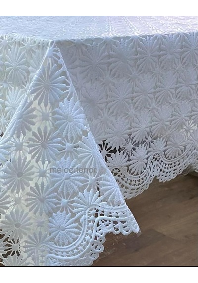 Şeffaf Kaplama Dantel İşleme Motifli Papatya Desen Kaymaz Kolay Silinebilir Pvc Muşamba Masa Örtüsü Beyaz, 130 X Diğer Şeffaf Kaplama Dantel İşleme Motifli Papatya Desen Kaymaz Kolay Silinebilir Pvc Muşamba Masa Örtüsü Beyaz, 130 X Diğer