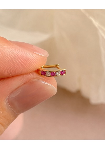 14 Ayar Altın Rosé Spark Pembe Beyaz Taşlı J Bebek Ve Çocuk Küpesi