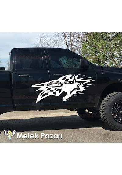 2 Adet - Damalı Yarış Bayrağı Off Road Jeep Sticker