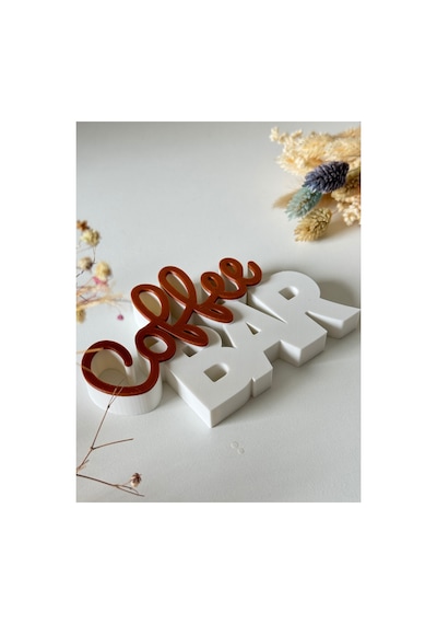 Coffee Bar Yazılı Dekoratif Obje Modern 3d Baskı Tezgah & Mutfak Dekoru