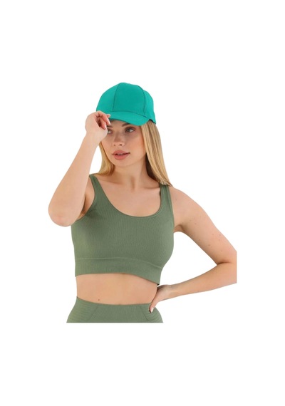 Fantazer Premium Göğüs Toparlayıcı Sarkma Önleyen Spor Günlük Kalın Askılı Pedli Fitilli Crop Büstiyer Yeşil