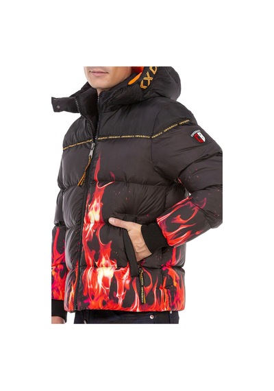 Cipo & Baxx Cm181 Alev Desenli Kışlık Erkek Mont Siyah