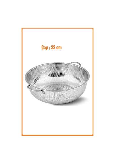 Paslanmaz Çelik Kulplu Süzgeç, Makarna Süzgeci 22 Cm