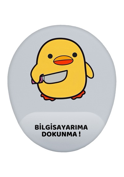 Bela Ördek Bilgisayarıma Dokunma Kaymaz Buruşmaz Kırılmaz Bilek Destekli Mouse Pad Gri