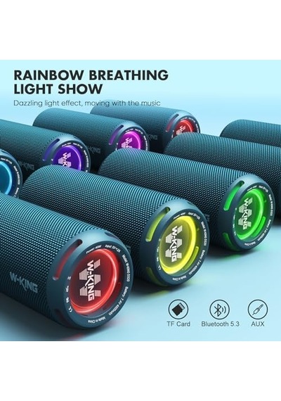W-kıng D320 Bluetooth Hoparlör, 40w 360 Surround Boombox, 24 Saate Varan Çalma Süresi, Ip67, Kablosuz Stereo Tws, Powerbank/tf/aux/bluetooth5.3, Ses Bombası