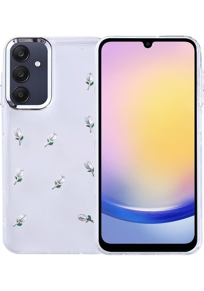 Galaxy A25 Kılıf Airbag Tasarımlı Simli Şeffaf Zore Kutup Kapak Lale