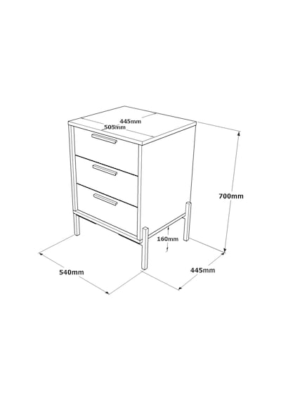 Yurudesign Vista C Ofis Keson Metal Ayaklı Kahve-Beton-Antrasit V