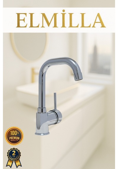 Krom Armut Köşe Borulu Banyo Lavabo Bataryası Çeşmesi Musluğu Çift Su Girişli