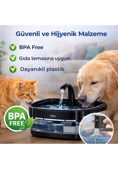 Polham Akıllı Otomatik Kedi Köpek Su Sebili 4.5l Sessiz Motorlu Sensörlü Pet Su Pınarı Karbon Filtreli Akıllı Su Kabı