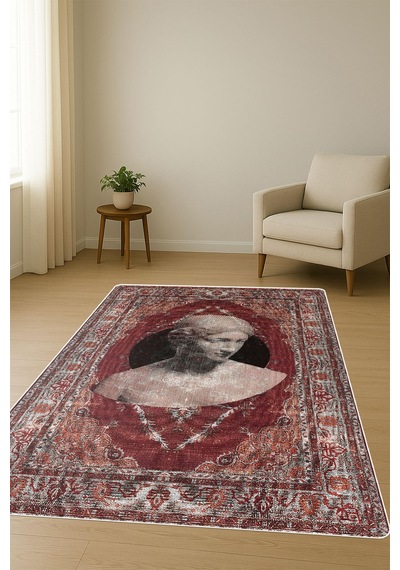 Modern Desenli Dijital Baskı Kaymaz Taban Halı H1081 Renkli