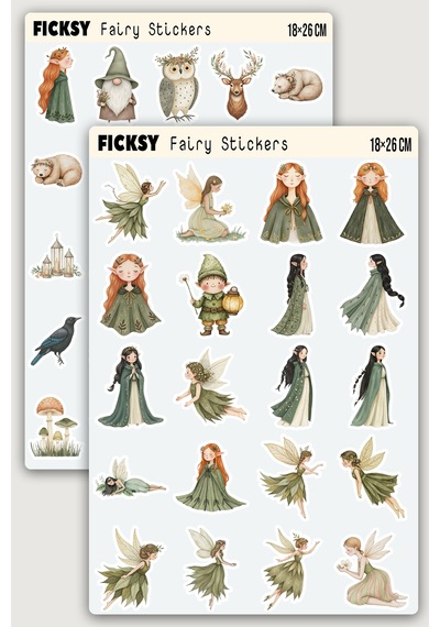 Sihirli Orman Perisi Sticker Seti - 45 Adet Etiket Çıkartma Diğer