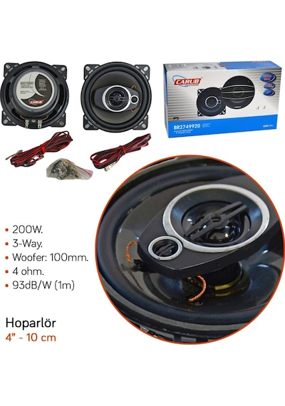 Carub 10 Cm Hoparlör 4 İnç Kapaksız 200W Br2749920