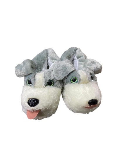 Özat Ev İçi Yünlü Köpekli Panduf Gri Beyaz Füme - 673464609 Gri Beyaz Füme