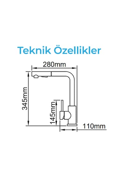 Crauf Attivo 4070 Füme Siyah Spiralli Mutfak Eviye Bataryası Siyah