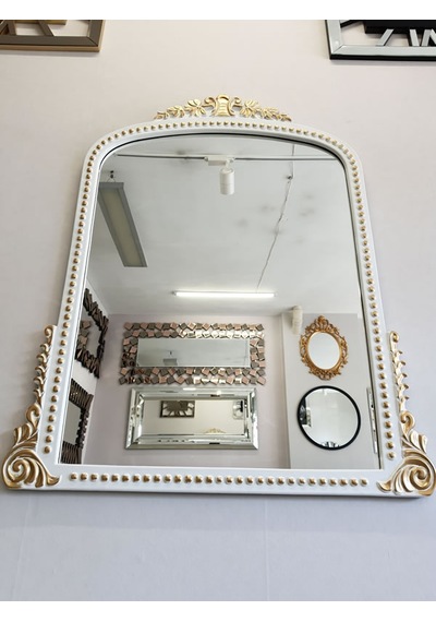 Ayna Denizi Lady White Gold Model Beyaz Altın Renk Dekoratif Ayna Altın - Beyaz