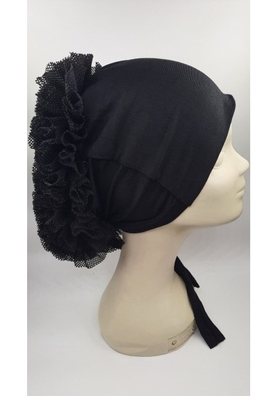 Bone - Dikişli Fırfırlı Bone Bandana Siyah