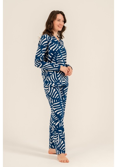Arnetta Kadın Lacivert Desenli Gömlek Pijama Takımı Ar3766-s-v1 Ar3766-s-v1