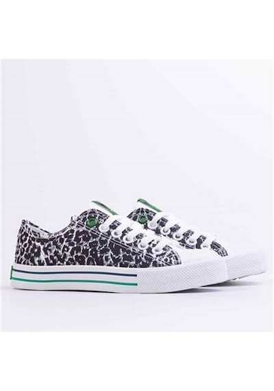 United Colors Of Benetton BENETTON KADIN ABRAS SİYAH-BEYAZ SNEAKER BN-30179 Beyaz - Siyah