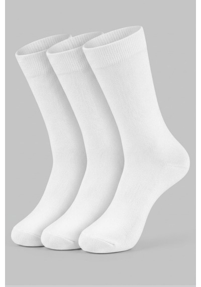 Socketta 3'lü Beyaz Erkek Business Bambu Dikişsiz Esnek Çift Kat Kışlık Soket Çorap - Premium Beyaz