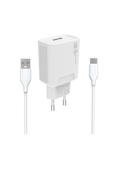 Yetty 10.5w Şarj Adaptörü + Type-c Kablo Beyaz Kdr-20t Yerli Üretim
