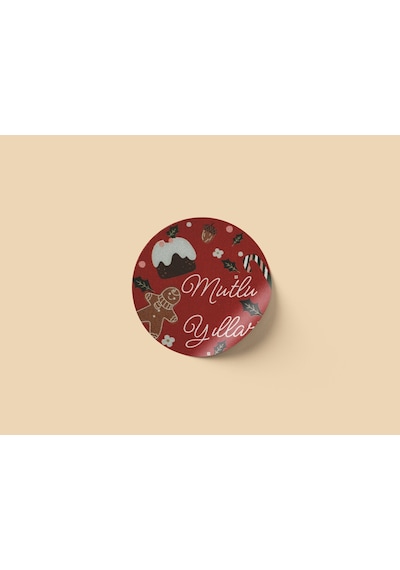 Yılbaşı Temalı Mutlu Yıllar Sticker Seti, Yeni Yıl Hediye Paketle Çok Renkli
