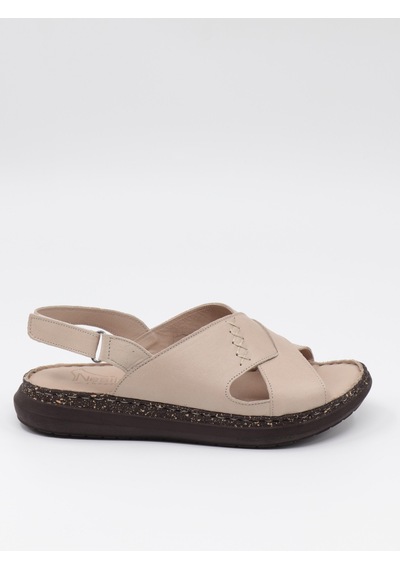 Nesilshoes Nesil Shoes Mns 153 Bej Hakiki Soft Deri Kadın Sandalet