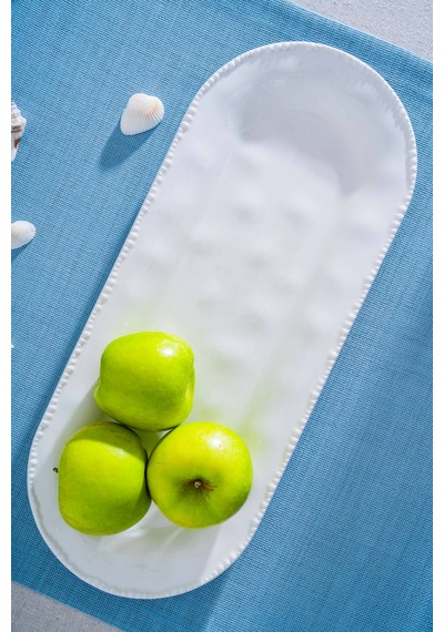 Milano Oval Kayık Tabak - 40 Cm Beyaz