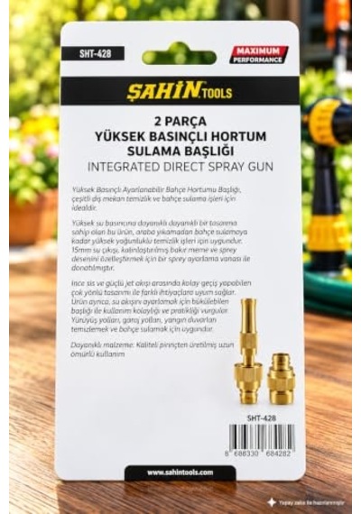 Dordoi Şahin 2 Parça Yüksek Basınçlı Hortum Sulama Başlığı Seti Pirinç Bahçe Sulama Aparatı 0 - 10 CM