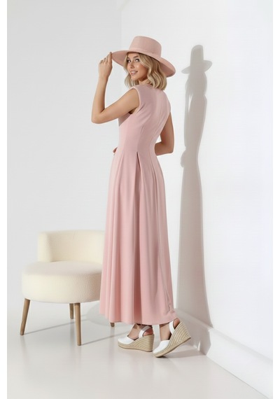 Defymoda Kadın Balık Kesiminin Asaletini Taşıyan Elbise Pembe