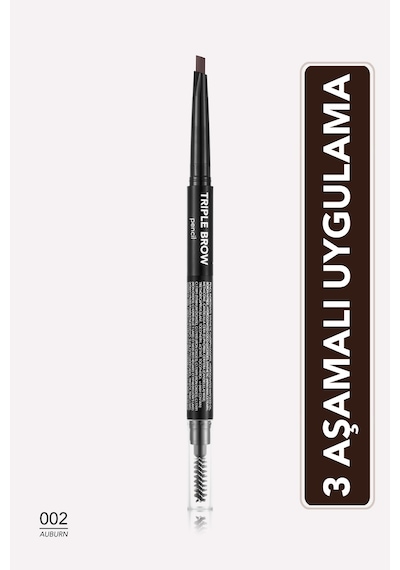 Flormar Triple Brow Kaş Pudrası ve Fırça İçeren Kaş Kalemi 002 Auburn