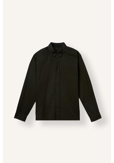 Defacto Regular Fit Fermuarlı Polo Yaka Basic Düz Twill Uzun Kollu Gömlek I0166ax26wnkh538 Haki-kh538